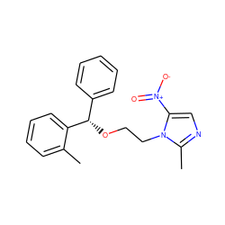 Cc1ccccc1[C@@H](OCCn1c([N+](=O)[O-])cnc1C)c1ccccc1 ZINC000013473016
