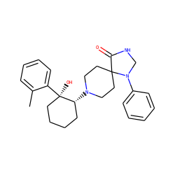 Cc1ccccc1[C@]1(O)CCCC[C@H]1N1CCC2(CC1)C(=O)NCN2c1ccccc1 ZINC000028564250