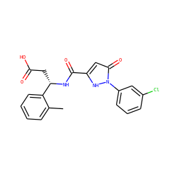 Cc1ccccc1[C@H](CC(=O)O)NC(=O)c1cc(=O)n(-c2cccc(Cl)c2)[nH]1 ZINC000095556540