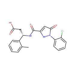 Cc1ccccc1[C@H](CC(=O)O)NC(=O)c1cc(=O)n(-c2ccccc2Cl)[nH]1 ZINC000095554574