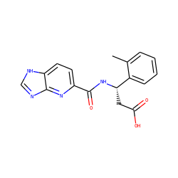 Cc1ccccc1[C@H](CC(=O)O)NC(=O)c1ccc2[nH]cnc2n1 ZINC000223622276
