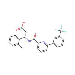 Cc1ccccc1[C@H](CC(=O)O)NC(=O)c1cccc(-c2cccc(C(F)(F)F)c2)n1 ZINC000261128161