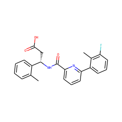 Cc1ccccc1[C@H](CC(=O)O)NC(=O)c1cccc(-c2cccc(F)c2C)n1 ZINC000261101228