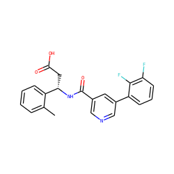 Cc1ccccc1[C@H](CC(=O)O)NC(=O)c1cncc(-c2cccc(F)c2F)c1 ZINC000261112099