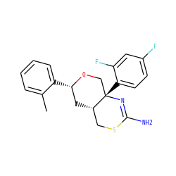 Cc1ccccc1[C@H]1C[C@H]2CSC(N)=N[C@@]2(c2ccc(F)cc2F)CO1 ZINC000221064284