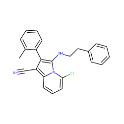 Cc1ccccc1-c1c(C#N)c2cccc(Cl)n2c1NCCc1ccccc1 ZINC000036185188