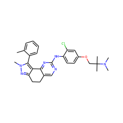 Cc1ccccc1-c1c2c(nn1C)CCc1cnc(Nc3ccc(OCC(C)(C)N(C)C)cc3Cl)nc1-2 ZINC000169702506