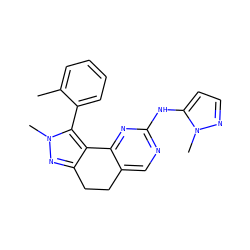 Cc1ccccc1-c1c2c(nn1C)CCc1cnc(Nc3ccnn3C)nc1-2 ZINC000143044440