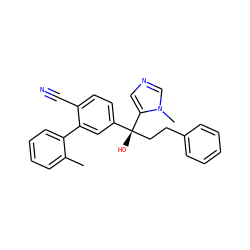 Cc1ccccc1-c1cc([C@@](O)(CCc2ccccc2)c2cncn2C)ccc1C#N ZINC000013488774