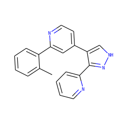 Cc1ccccc1-c1cc(-c2c[nH]nc2-c2ccccn2)ccn1 ZINC000013684386