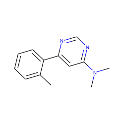 Cc1ccccc1-c1cc(N(C)C)ncn1 ZINC000004239236