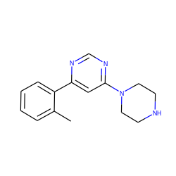 Cc1ccccc1-c1cc(N2CCNCC2)ncn1 ZINC000004239253