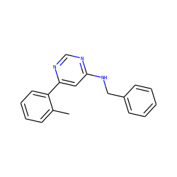 Cc1ccccc1-c1cc(NCc2ccccc2)ncn1 ZINC000004239221