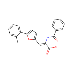 Cc1ccccc1-c1ccc(/C=C(\NC(=O)c2ccccc2)C(=O)O)o1 ZINC000028522400