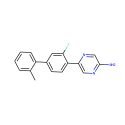 Cc1ccccc1-c1ccc(-c2cnc(N)cn2)c(F)c1 ZINC000224751433
