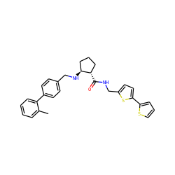 Cc1ccccc1-c1ccc(CN[C@H]2CCC[C@@H]2C(=O)NCc2ccc(-c3cccs3)s2)cc1 ZINC000028350155