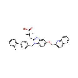 Cc1ccccc1-c1ccc(Cn2c(CC(C)(C)C(=O)O)nc3cc(OCc4ccc5ccccc5n4)ccc32)cc1 ZINC000226124606