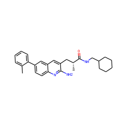 Cc1ccccc1-c1ccc2nc(N)c(C[C@@H](C)C(=O)NCC3CCCCC3)cc2c1 ZINC000072177258
