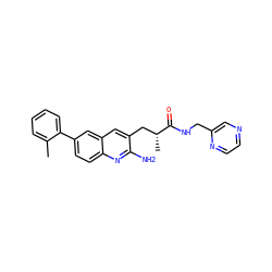 Cc1ccccc1-c1ccc2nc(N)c(C[C@@H](C)C(=O)NCc3cnccn3)cc2c1 ZINC000072179081