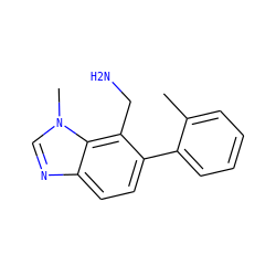 Cc1ccccc1-c1ccc2ncn(C)c2c1CN ZINC000029124936