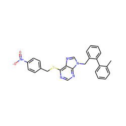 Cc1ccccc1-c1ccccc1Cn1cnc2c(SCc3ccc([N+](=O)[O-])cc3)ncnc21 ZINC000013584474