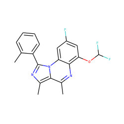 Cc1ccccc1-c1nc(C)c2c(C)nc3c(OC(F)F)cc(F)cc3n12 ZINC000073159098