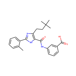 Cc1ccccc1-c1nc(CCC(C)(C)C)c(C(=O)Nc2cccc(C(=O)O)c2)[nH]1 ZINC000013674694