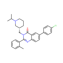 Cc1ccccc1-c1nc2ccc(-c3ccc(Cl)cc3)cc2c(=O)n1C[C@H]1CCCN(C(C)C)C1 ZINC000028711915