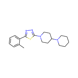 Cc1ccccc1-c1nnc(N2CCC(N3CCCCC3)CC2)s1 ZINC000066259021