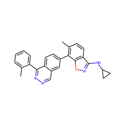 Cc1ccccc1-c1nncc2cc(-c3c(C)ccc4c(NC5CC5)noc34)ccc12 ZINC000040431185