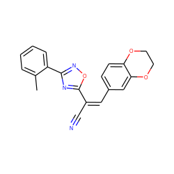 Cc1ccccc1-c1noc(/C(C#N)=C\c2ccc3c(c2)OCCO3)n1 ZINC000072141346