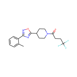 Cc1ccccc1-c1noc(C2CCN(C(=O)CCC(F)(F)F)CC2)n1 ZINC000082153915
