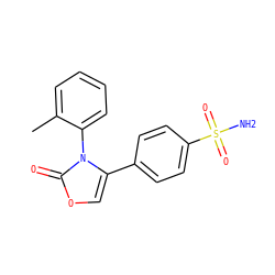 Cc1ccccc1-n1c(-c2ccc(S(N)(=O)=O)cc2)coc1=O ZINC000013803957