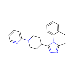 Cc1ccccc1-n1c(C)nnc1C1CCN(c2ccccn2)CC1 ZINC000072123071