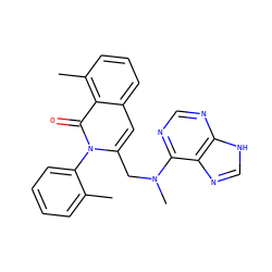 Cc1ccccc1-n1c(CN(C)c2ncnc3[nH]cnc23)cc2cccc(C)c2c1=O ZINC000114877189