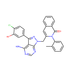 Cc1ccccc1-n1c(Cn2nc(-c3ccc(Cl)c(O)c3)c3c(N)ncnc32)cc2ccccc2c1=O ZINC000088345890
