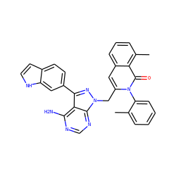 Cc1ccccc1-n1c(Cn2nc(-c3ccc4cc[nH]c4c3)c3c(N)ncnc32)cc2cccc(C)c2c1=O ZINC000088345929