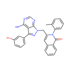Cc1ccccc1-n1c(Cn2nc(-c3cccc(O)c3)c3c(N)ncnc32)cc2ccccc2c1=O ZINC000088345744