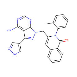Cc1ccccc1-n1c(Cn2nc(-c3cn[nH]c3)c3c(N)ncnc32)cc2ccccc2c1=O ZINC000145973093
