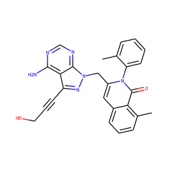 Cc1ccccc1-n1c(Cn2nc(C#CCO)c3c(N)ncnc32)cc2cccc(C)c2c1=O ZINC000088345832