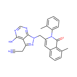 Cc1ccccc1-n1c(Cn2nc(CC#N)c3c(N)ncnc32)cc2cccc(C)c2c1=O ZINC000146080454
