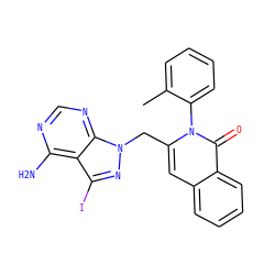 Cc1ccccc1-n1c(Cn2nc(I)c3c(N)ncnc32)cc2ccccc2c1=O ZINC000088345673
