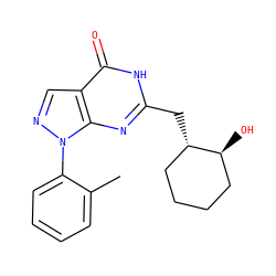 Cc1ccccc1-n1ncc2c(=O)[nH]c(C[C@H]3CCCC[C@@H]3O)nc21 ZINC000036423055