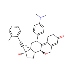Cc1ccccc1C#C[C@]1(O)CC[C@H]2[C@@H]3OCC4=CC(=O)CCC4=C3[C@@H](c3ccc(N(C)C)cc3)C[C@@]21C ZINC000028818021