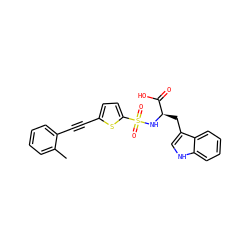 Cc1ccccc1C#Cc1ccc(S(=O)(=O)N[C@H](Cc2c[nH]c3ccccc23)C(=O)O)s1 ZINC000013797358