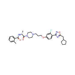 Cc1ccccc1C(=O)N[C@H](C)C(=O)N1CCN(CCCOc2ccc(-c3noc(CC4CCCC4)n3)c(F)c2)CC1 ZINC000027744860