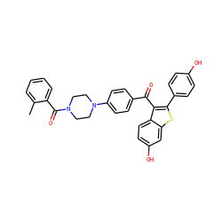 Cc1ccccc1C(=O)N1CCN(c2ccc(C(=O)c3c(-c4ccc(O)cc4)sc4cc(O)ccc34)cc2)CC1 ZINC000028330584