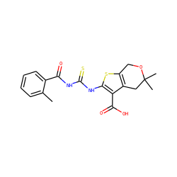 Cc1ccccc1C(=O)NC(=S)Nc1sc2c(c1C(=O)O)CC(C)(C)OC2 ZINC000199133044