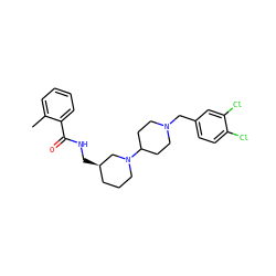 Cc1ccccc1C(=O)NC[C@@H]1CCCN(C2CCN(Cc3ccc(Cl)c(Cl)c3)CC2)C1 ZINC000028465160