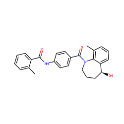 Cc1ccccc1C(=O)Nc1ccc(C(=O)N2CCC[C@H](O)c3cccc(C)c32)cc1 ZINC001772571822